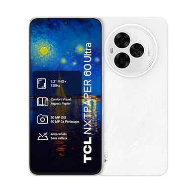TCL 60 Ultra NXTPAPER 5G, Dual, 256GB 12GB RAM, Blanc/Blanc lunaire