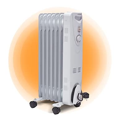 Johannson Radiateur Bain d'Huile 1500 Watts | Radiateur Électrique 7 Éléments | avec Protection Surchauffe | Radiateur Électriques Mobile | 3 Niveaux de Chauffage | Radiateur avec Thermostat