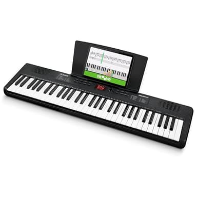 Alesis Melody 61 Piano Numérique 61 Touches pour Débutants avec Haut-Parleurs, Pupitre pour Partition ou Tablette, 300 Sons et des Leçons de Musique