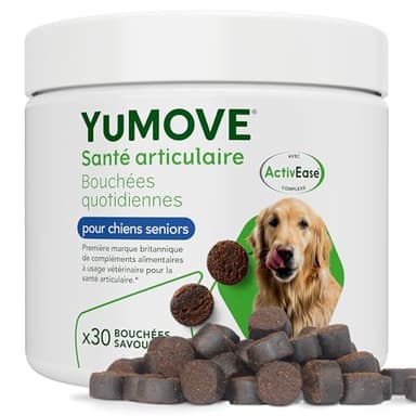 YuMOVE Arthrose Chien pour Chiens Seniors 8+ Ans 30 Bouchées - Formule Avancée avec 150mg de Complexe ActivEase par Bouchée + Huile de Poisson - Moule Verte & Oméga-3 Quotidienne Soutien Articulation