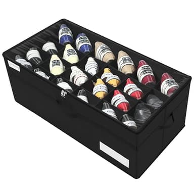 Organisateur de Chaussures pour le Placard, Convient à 24 Paires, Grandes Boîte Rangement Chaussures, Range Chaussure Transparente et Pliables, Boîtes à Chaussures avec Poignées Renforcées, Noir