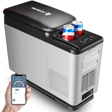 AAOBOSI Glaciere a Compression 15L, Glaciere électrique de Voiture -15°C à 20°C, 12/24V Réfrigérateur de Voiture Portable congélateur et réfrigérateur pour Voiture, Camion, Camping et Voyage