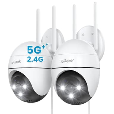 ieGeek 2K Camera Surveillance WiFi Exterieure 5Ghz /2.4G - 360° PTZ Camera Exterieur WiFi, Suivi de Mouvement, AI Détection, Audio Bidirectionnel, Vision Nocturne Couleur ZS-GQ2 (2 Pièces)