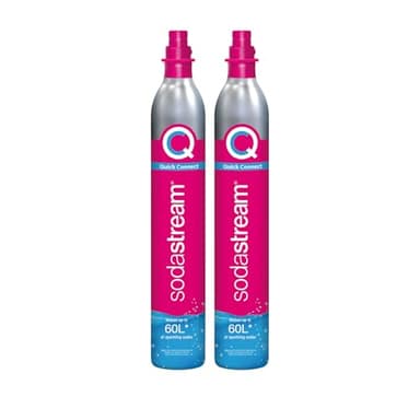 SodaStream - Lot de 2 bouteilles de CO2 pour machine à eau gazeuse, système de gaz Quick Connect, pour 60 litres de boissons gazeuses, compatible avec Terra, Duo et Art, réduit les déchets plastiques