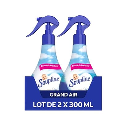 SOUPLINE - Spray Brume de Linge Parfum Grand Air - Brume Parfumée pour Linge de Maison et Vêtements - Complément Idéal à Votre Lessive et à Votre Adoucissant Linge - Lot de 2 x 300 ml