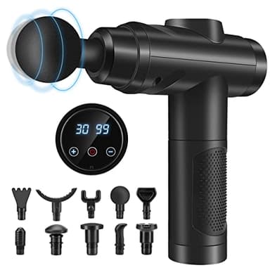 Pistolet De Massage, Pistolet Massage Pistolet Massage Musculaire Massage Gun 30 Vitesses Avec écran Lcd 10 Embouts Pour Dos épaules, Jambes, Muscles (noir)