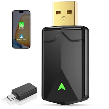 Adaptateur CarPlay sans Fil – Adaptateur Android Auto sans Fil, Wi-FI 5,8GHz Plug & Play, Mini et Stable, iOS 10+/Android 10+, Connexion Automatique Rapide pour Voitures à partir de 2016. (1pièces)