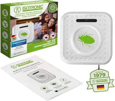ISOTRONIC® Prise insectifuge contre les Punaises de lit et les Acariens, alimenté par Batterie. Prise Anti-acariens à Ultrason contre Insectes, et les Punaises de lit