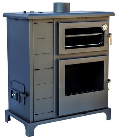 Poêle polycarburant avec four JOIMA modèle ECO VALLE. granulés, chenille, Os d'olives, pelures de pistache, pelures d'amande et bois de chauffage. ECODESIGN 2022