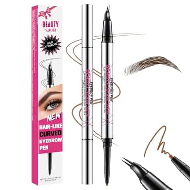 Stylo à sourcils incurvé, crayon à sourcils 2-en-1 à double extrémité avec pointe micro à 2 griffes et pointe ultra fine, pour créer des sourcils naturels comme des cheveux (#04 NOIR MARRON)