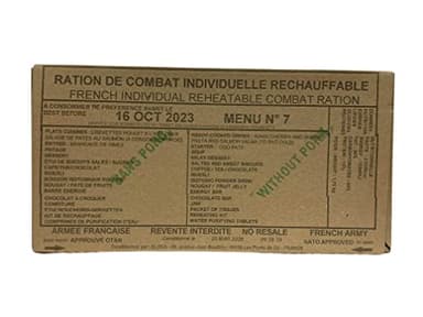 Pack de rations MRE 24h de l'armée française (menu 7)