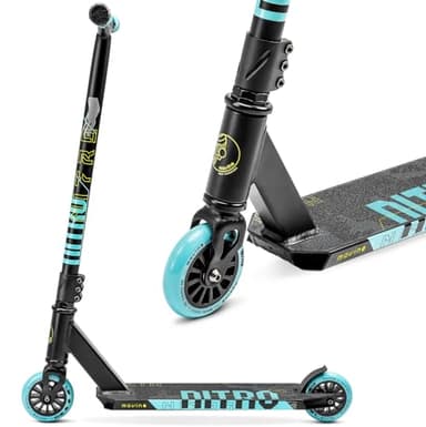 Trottinette Freestyle Movino Nitro Pro Stunt Trick Scooter Roulements ABEC 9 Trottinette Résistante aux Acrobaties Roues de 100mm Poids 3,5kg Aluminium 6061