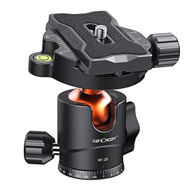K&F Concept Rotule Ball Tête vis 3/8" en Aluminium Ball Head Adaptateur 360° Rotatif avec Plaque Rapide de Vis 1/4" pour Trépied et Caméra Charge Max 8KG