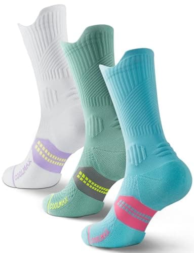 Chaussettes de course à pied à compression en viscose de bambou, évacuant l'humidité, anti-ampoules, pour la (FR/ES, Numérique, 38, 42, Taille normale, Taille normale, Blanc Violet+Vert Mur+Vert Eau)