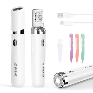 Épilateur électrique 2 en 1 pour le visage, pour femme, avec lumière LED, rechargeable, sans douleur, pour le corps, les joues, le menton, les bras, le bikini (blanc)