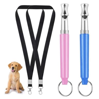 EIHI Sifflet Ultrason Chien+2 Cordons, Sifflet Ultrason Chien Anti Aboiement, Sifflet Anti Aboiement Chien Voisin, RéGlable Sifflet Ultrason Chien, Rose et Bleu, 2 pièce