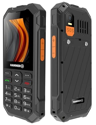 Téléphone à touches Hammer 6 LTE, grande batterie 2500mah jusqu'à 7 jours en veille, lampe de poche et touche SOS, technologie Volte, touches rétroéclairées, IP68 1,5 mètres droptest, écran 2,4 pouces