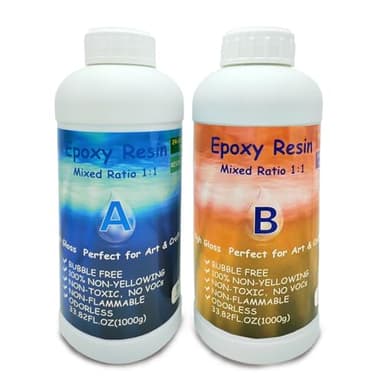 Epoxy Resin-2kg Résine ultra transparente, sans bulles d'air, pour la création de bijoux, tables de rivière, créations artistiques, Résine transparente haute performance