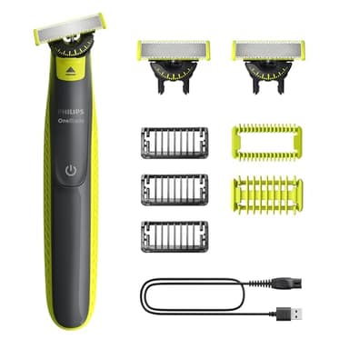 Philips OneBlade 360 Authentique Visage + Corps - Tondeuse à barbe électrique, tondeuse corps et rasoir avec technologie de lame 360, 2 lames 360, 3 sabots barbe de 3 jours, 1 kit Corps, QP2824/31
