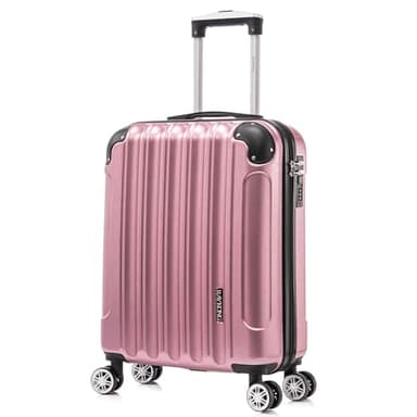 Valise Cabine 55x40x20cm (44L) Polycarbonate - Capacité Maximale - Serrure integrée - 20 Pouces - (RK04|Rose dorée)