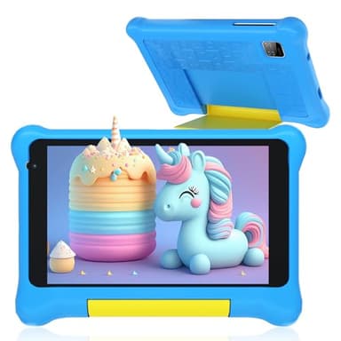 Wqplo Tablette Enfants 7 Pouces Android 13 Tablette 5GB RAM 32GB ROM Applications Pré-Installé Contrôle Parental Bluetooth WiFi Éducative avec Kid-Proof Étui (Bleu)