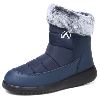 Rokiemen Bottes de Neige Femme Hiver Fourrure Doublure Chaude Imperméable Homme Coton Bottines Chaude Boots Extérieur Antidérapantes Bleu EU 41