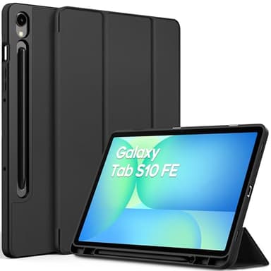 EasyAcc Coque Compatible avec Samsung Galaxy Tab S10 FE 10,9Pouces 2025 / S9 FE 10,9Pouces / S9 11 Pouces 2023 avec Pen Porte-Stylet, Étui de Protection Ultra Fin Housse en TPU, Noir