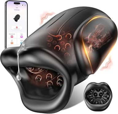 Bouche Sexy Masturbateurs Masculins, Sex Toýs Homme Vaginette Ultra Réaliste Masturbateur avec 10 Modes de Vibration, Masturbateur Automatique Enveloppé à 360° Penisse Vibromasseur Homme Sex Toys