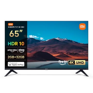XIAOMI TV F 65, 165 cm (65 Pouces), 4K UHD, Smart TV, Fire TV, Contrôle Vocal Alexa, HDR10, MEMC, 60Hz avec 120Hz Game Boost Mode, 2Go+32Go, Compatible avec AirPlay