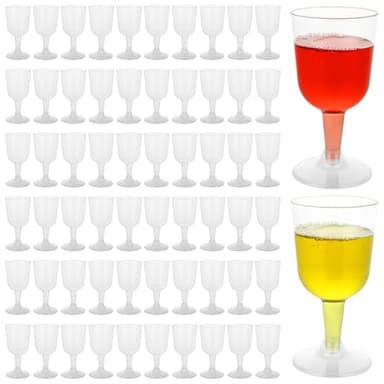 YAYODS Lot de 96 Verre à Vin en Plastique 175ml - Flûte à Champagne Réutilisable et Incassable - Verres à Cocktail Transparents avec Pied pour Mariage, Camping, Pique-Nique et Fêtes de Noël