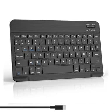 SENGBIRCH Clavier Bluetooth sans Fil 10.5 Pouces - Clavier AZERTY Français pour iOS iPad 10, iPad Pro, iPad Air, Mac, Tablette Android Samsung Galaxy, Xiaomi Pad 5, Huawei, Lenovo, Noir