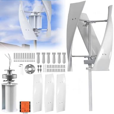 Eolienne verticale, kit d'énergie éolienne 12V/24V, éolienne génération 3 pales avec contrôleur MPPT, vitesse de vent de démarrage de 2,0 m/s, pour maison, ferme, bateaux, éclairage public,12V-2000W