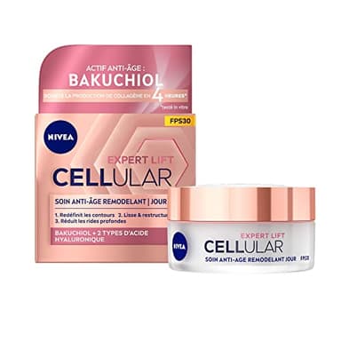 NIVEA Cellular EXPERT LIFT Soin de jour FPS 30 (1 x 50 ml), crème anti-âge enrichie en Acide Hyaluronique et Bakuchiol, soin visage femme pour toutes peaux