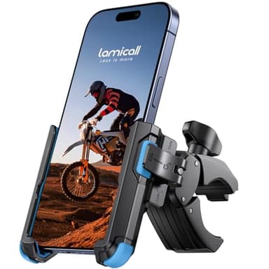 Lamicall Support Téléphone Vélo, Support Téléphone Moto - [1S Verrouillage] 360° Rotation, Ne Bloque Pas Caméra, Stable & Sûr, pour iPhone 16/15/14/13/12/11, Huawei, 4,7-7" Smartphones