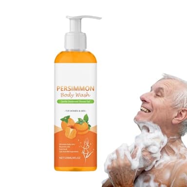 Gel Douche Naturel Au Kaki, 120 Ml Persimmon Savon De Kaki Pour Les Odeurs, Désodorisant efficaces, Parfum Longue Durée, Peau Lisse Et Mousse Riche, Contient Des Extraits De Kakis Et De Thé Vert