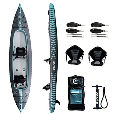 Coasto - Kayak Gonflable Capitole Premium 2 Places PB-CKC426 - Canoë 100% Dropstitch/Haute Pression - Charge Maximale 250kg - Niveau Intermédiaire - Sac de Transport Inclus - 426x89 cm (13'9x35)
