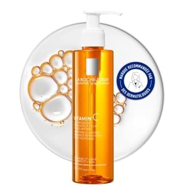 La Roche-Posay - Vitamine C - Gel Nettoyant Visage - pour tous Types de Peaux, Même Sensibles et Grasses - Vitamine C et BHA - Mousse Nettoyante Visage Rénovateur Eclat