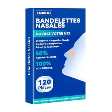 120 Pièces Nasal Strips Bandelette Nasales,Dispositifs anti Ronflement Efficace Puissant,Ecarteur Nasal Taille Large Patch Anti Bandelette Nasales Pour une Meilleure Respiration