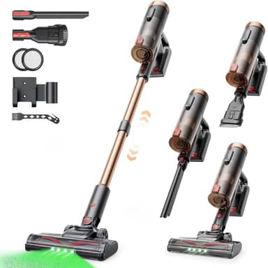 Proscenic P11 U Aspirateur Balai sans Fil,40KPA 450W Aspirateur sans Fil Puissant,LED GreenEye,Brosse Anti-Emmêlement,télescopique Léger Aspirateur Balai pour Tapis Poils Animaux Sol Dur Voiture
