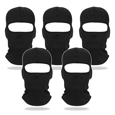 NITAIUN 5 Pcs Cagoules Masque Visage Multifonction Noir Balaclava pour Ski Moto Vélo Cyclisme Escalade Chasse Camping Respirant Léger Protection Contre Les UV et la Poussière Unisexe (5 Pcs)