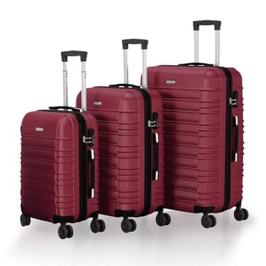 Juskys Set valises rigides 3 pièces – Valises de Voyage avec roulettes 360°, Serrure à Code, poignée télescopique – ABS – Rouge