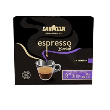 Lavazza, Espresso Barista Intenso, Café Moulu, 2 x 250g, Idéal pour la Machine Filtre ou Manuelle, Notes Aromatiques de Fruits Secs, pour un Espresso au Goût Intense et Velouté, Intensité 9/10, 500 g