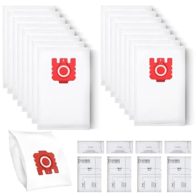Foho Lot de 16 sacs d'aspirateur pour aspirateur Miele FJM [Compact C2 & C1, Complete C1] Remplace FJM avec 4 filtres moteur et 4 filtres d'échappement [S6000, S4000, S700, S500, S300 & S200 Series