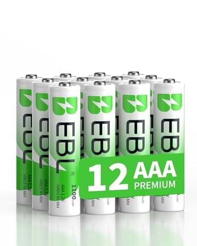 EBL 12PCS AAA Piles Rechargeables 1100mAh, Piles Rechargeables AAA HR03 1,2V Ni-MH Haute Capacité 1100mAh, avec Boîte de Stockage de Piles