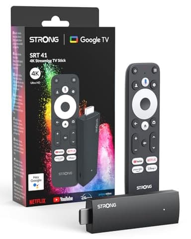 STRONG SRT41 4K UHD Google TV Stick, Android 11, WiFi, Integrierter Chromecast, Google Sprachassistent, HDR10+, Dolby Atmos, Netflix, Prime Video, Youtube, Disney+