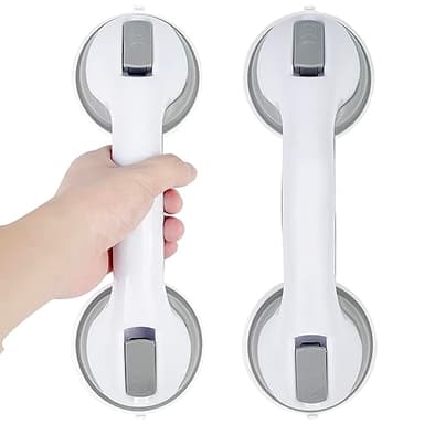 Fousenuk Poignée Ventouse, Douche, 2 Barre de Maintien Douche, Salle de Bain Baie Vitrée Barre D'Appui WC, Baignoire Sécurité Poignée, Sans Perçage Amovible, pour Personnes Âgées, Handicapés, Enfants