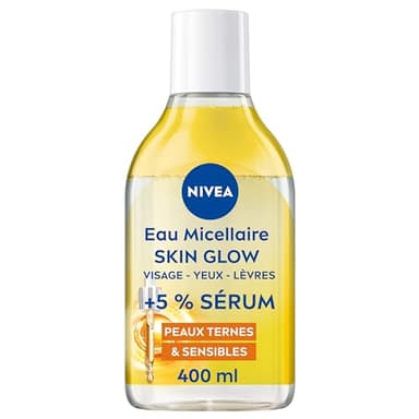 NIVEA - Eau Micellaire Visage Waterproof Skin Radiance - Nettoie En Douceur, Démaquille & Illumine - 5% Sérum Vitamines C & E - Sans Parfum - Peaux Ternes & Sensibles - 400 ml