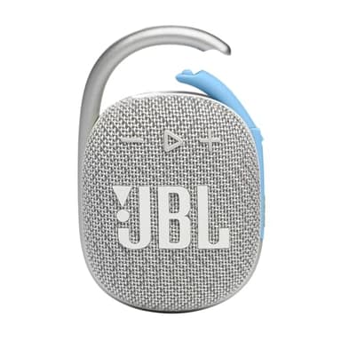 JBL Clip 4 ECO, Enceinte Bluetooth portable, étanche à l'eau et à la poussière, Mousqueton intégré, Autonomie 10h, Blanche