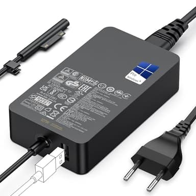 Chargeur Surface 127W 15V 8A Alimentation pour Microsoft Surface Book 3/Book 2/1, Surface Laptop Studio 2/1, Surface Pro 11/10/9/8/7+/7/6/5/4/3/X, Surface Laptop 7/6/5/4/3, Windows Surface Go/Tablette