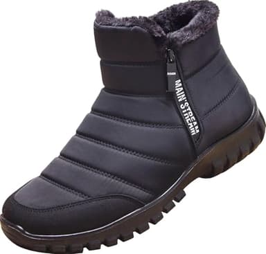 GILKUO Bottes Homme Neige Chaussures Hiver Bottine Fourrée Boots Chaudes Imperméables après Ski Baskets avec Fermeture Éclair Noir Taille 43
